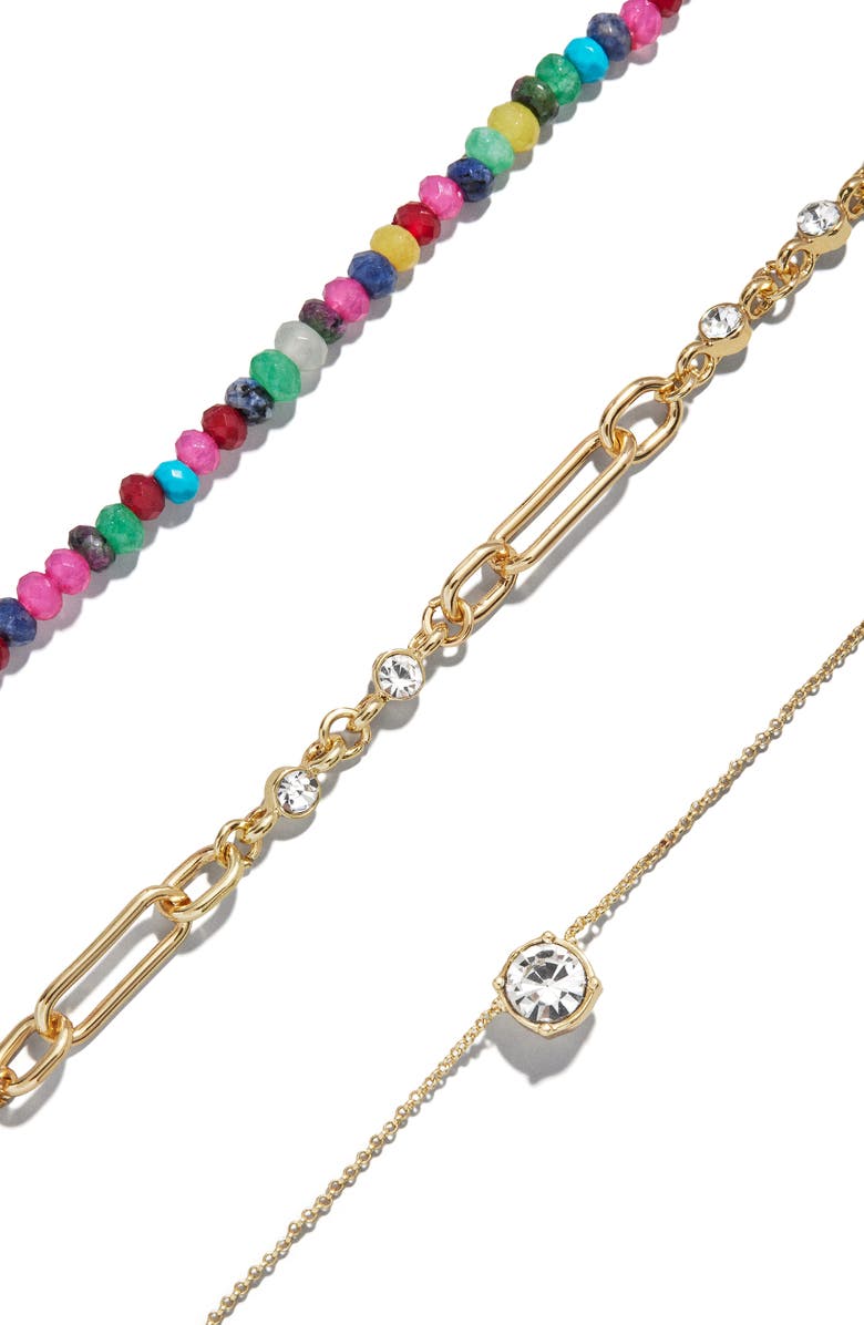 BaubleBar Portia Beaded Crystal Pendant Layered Necklace, Alternate, color, Gold Multi