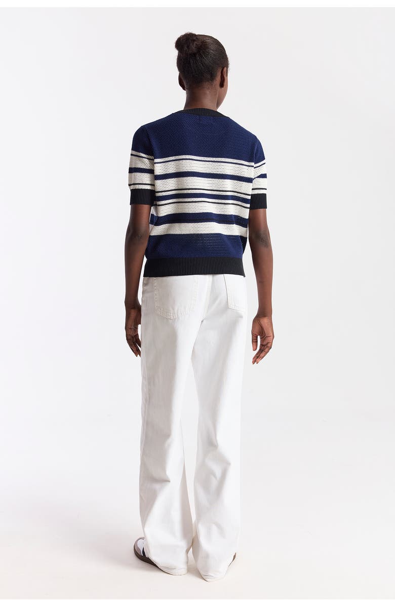 WISPR Textured Stripe Crewneck Top, Alternate, color, Navy/Ivory, Black