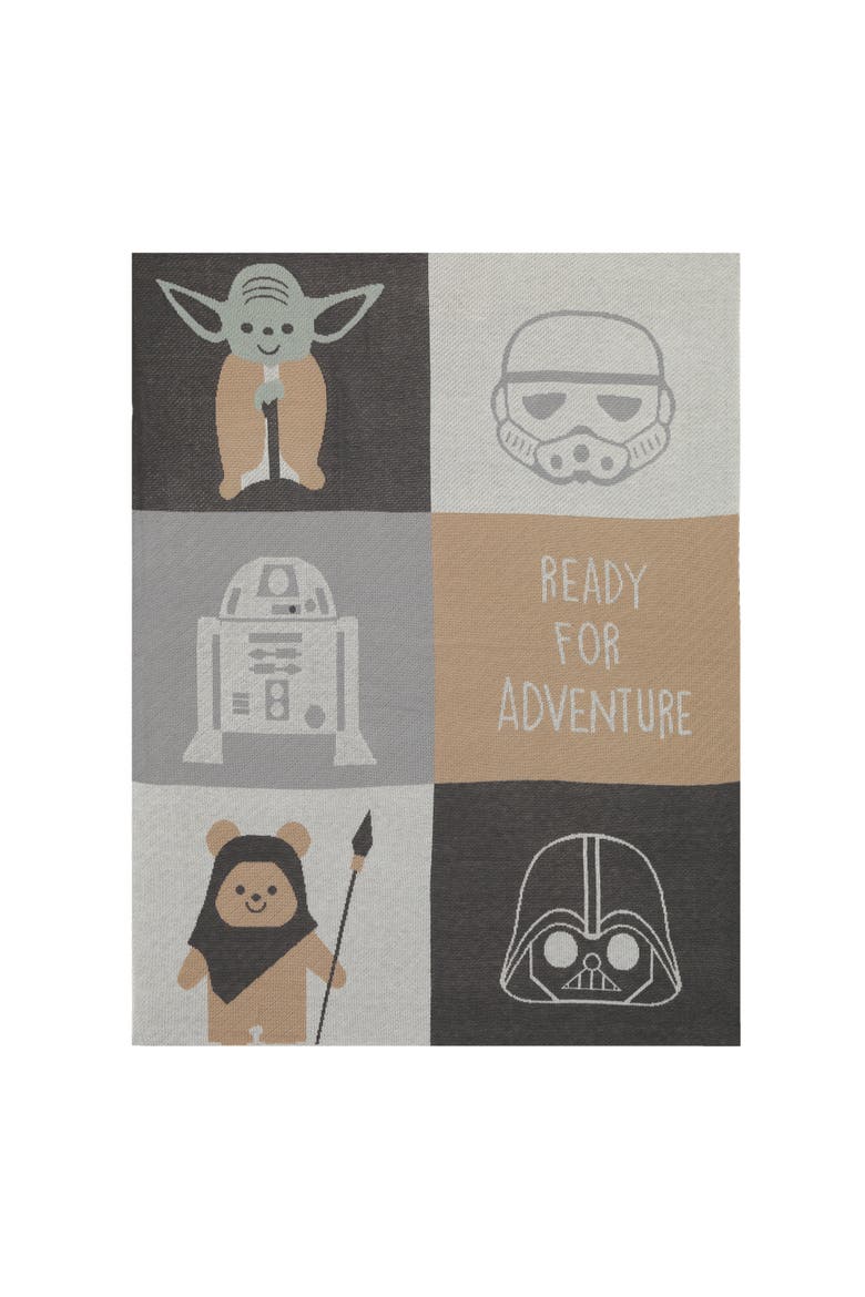Star Wars The Force Knit Baby Blanket - Yoda/Ewok/R2-D2/Vader, Main, color, Brown Multi