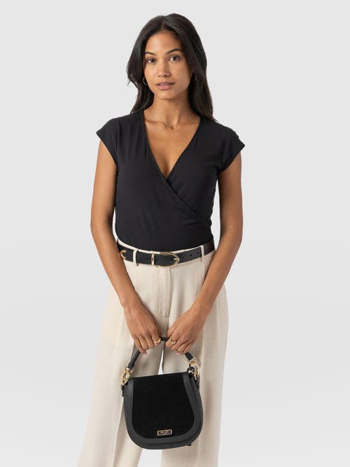 Saint + Sofia Rosa Wrap Tee In Black