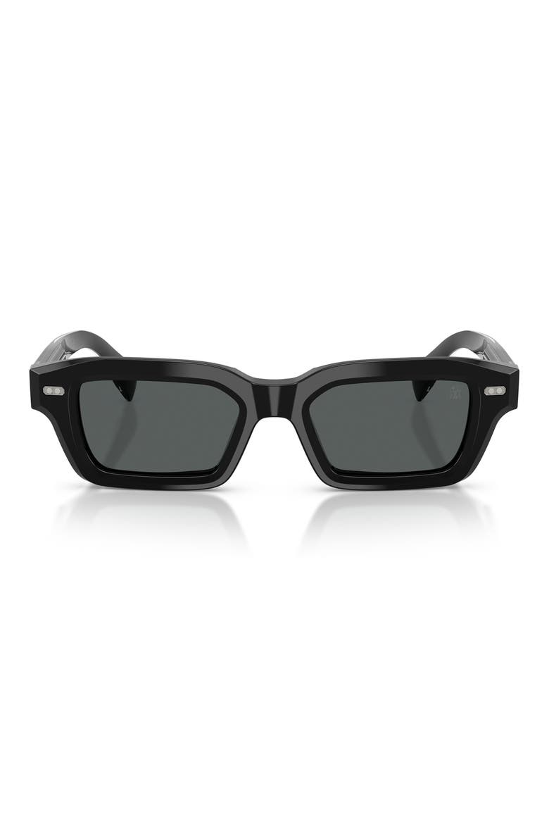 Marla 50mm Polarized Rectangular Sunglasses, Main, color, BLACK POLAR