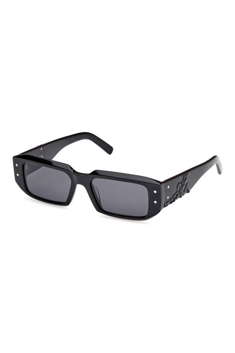 53mm Rectangular Sunglasses, Alternate, color, SHINY BLACK / SMOKE