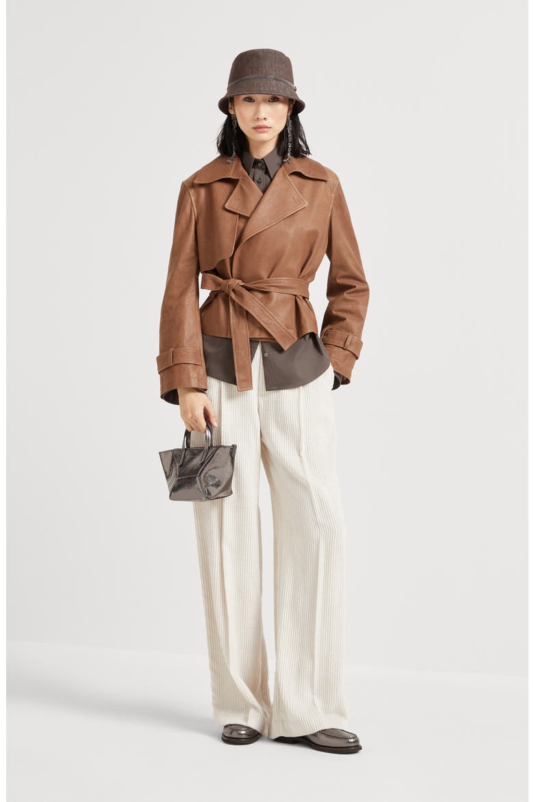 Vintage nappa Crop trenchcoat, Alternate, color, Leather