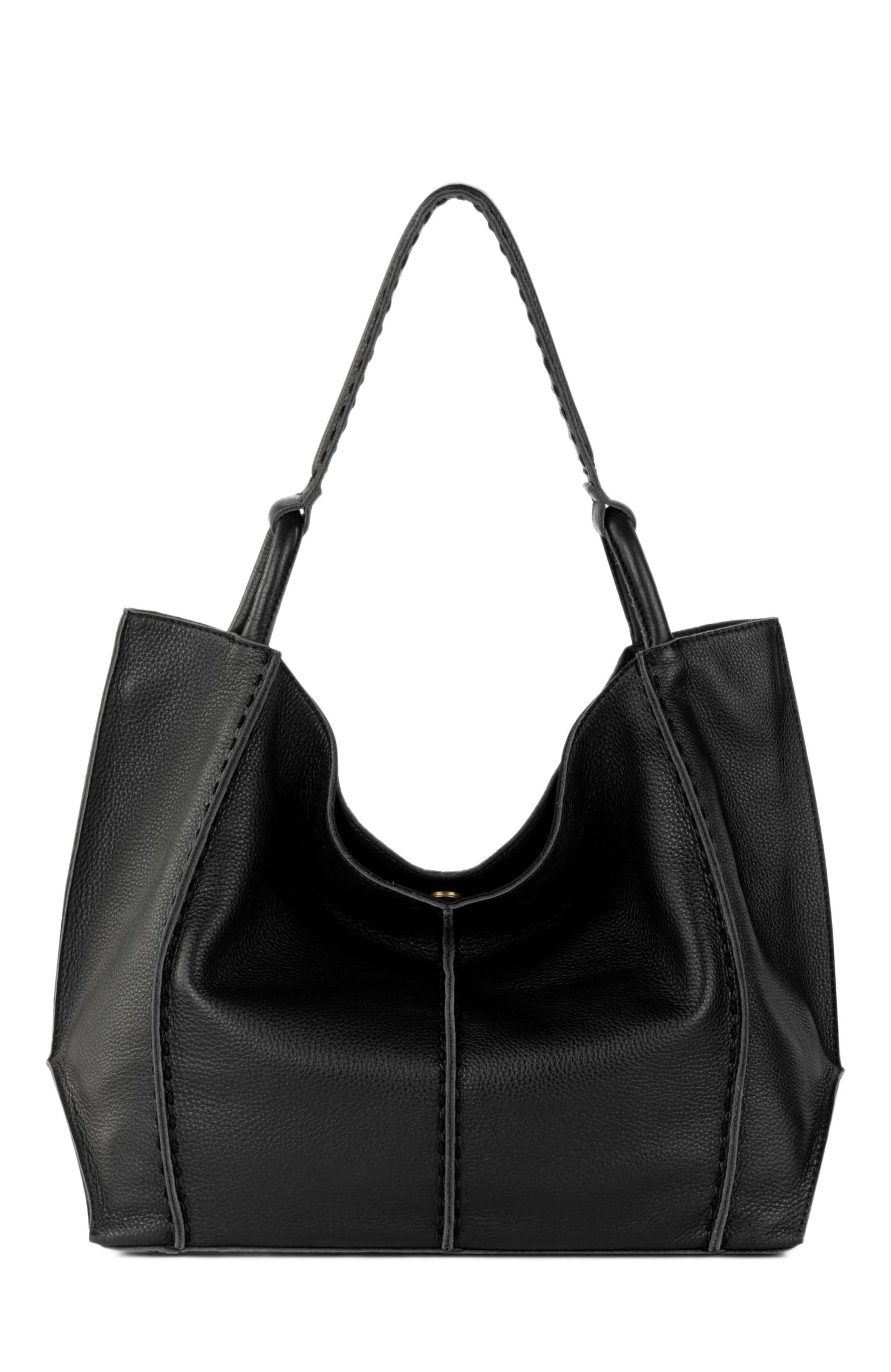 The Sak Los Feliz Large Tote Leather Bag, Alternate, color, Black Pebble