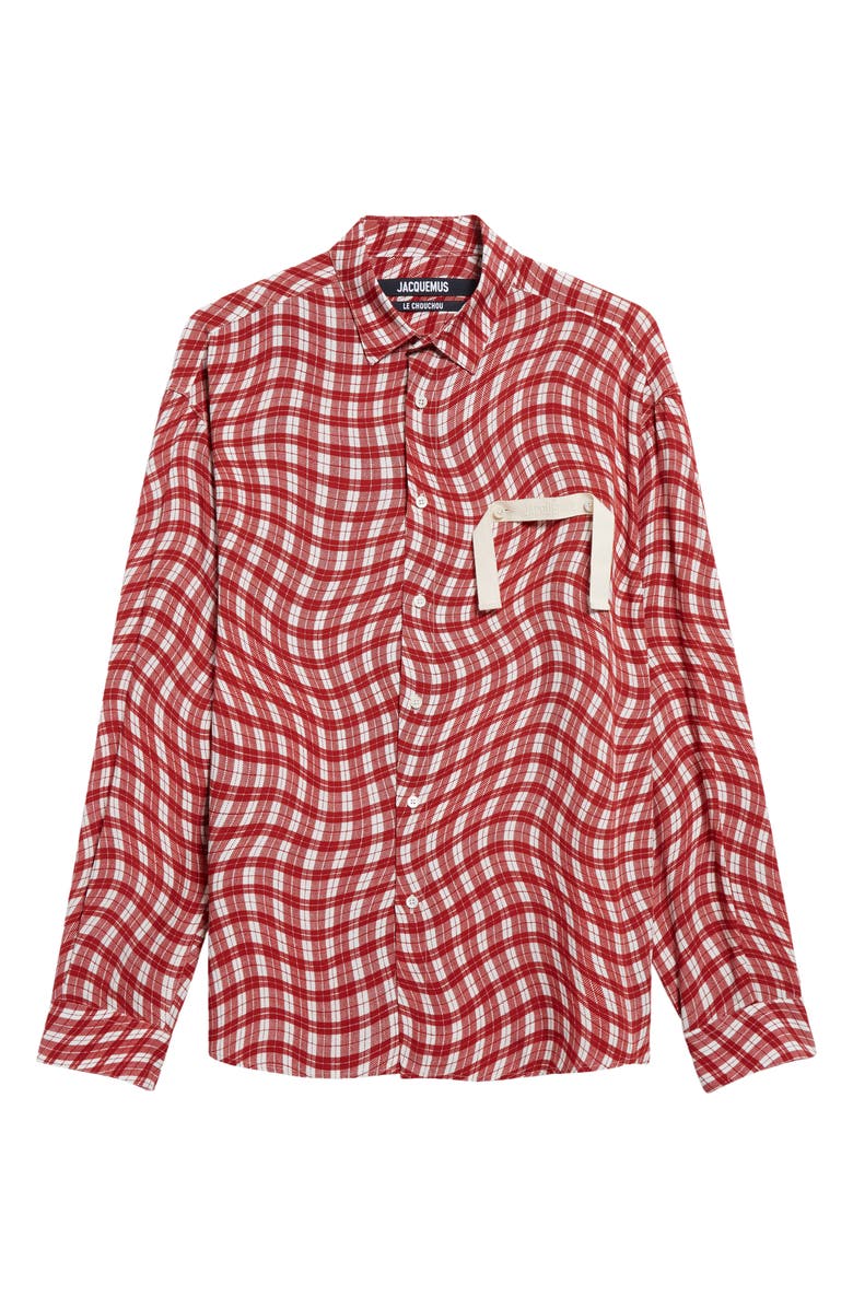 Jacquemus La Chemise Simon Wavy Check Button-Up Shirt, Alternate, color, 