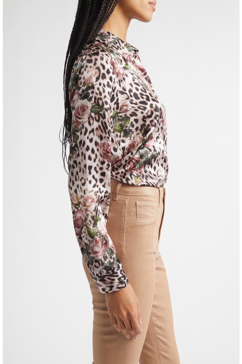 Tyler Leopard Rose Print Silk Button-Up Shirt, Alternate, color, SMALL ROSE CHEETAH
