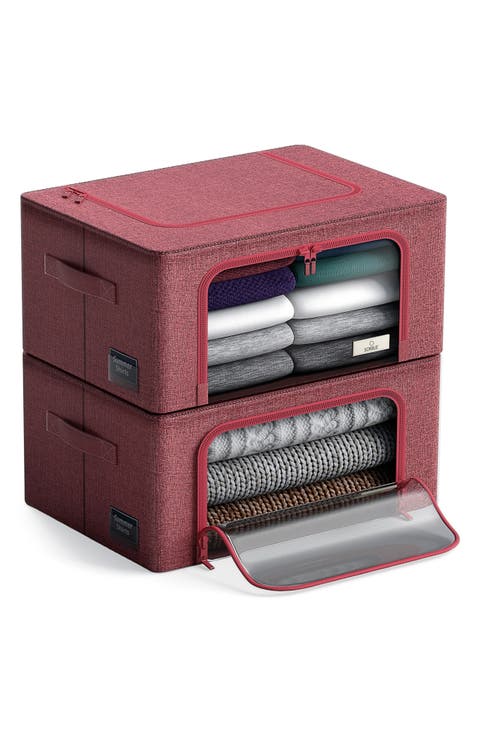 Small Window Storage Box - Set of 2 - Pink