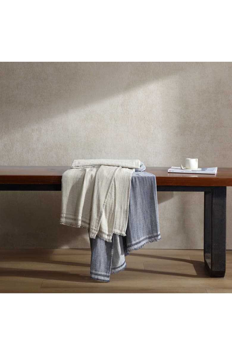 Calvin Klein Fine Weave Linen & Cotton Blend Throw Blanket, Alternate, color, Light / Medium Grey