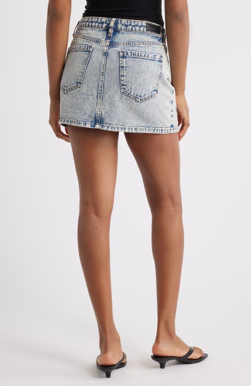 Ptcl Ambar Grommet Denim Miniskirt In Tinted Acid Wash