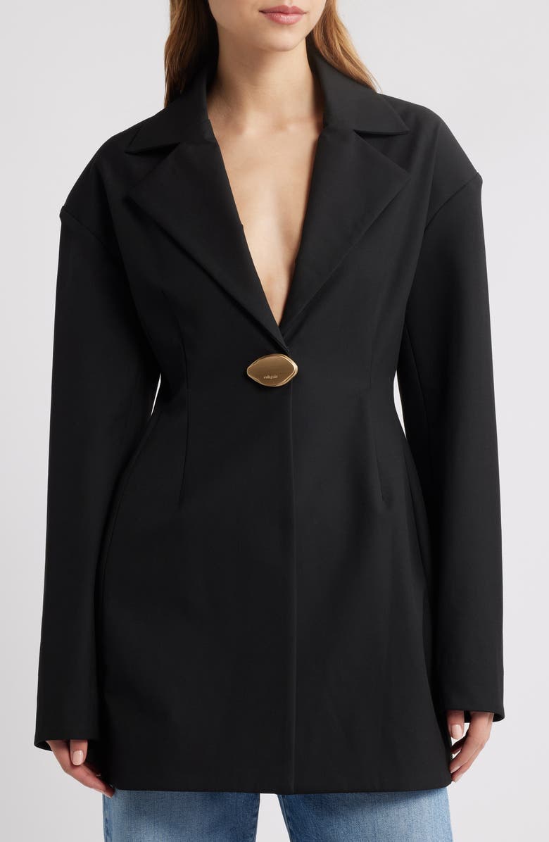 Cult Gaia Emma Cotton Blazer, Main, color, Black