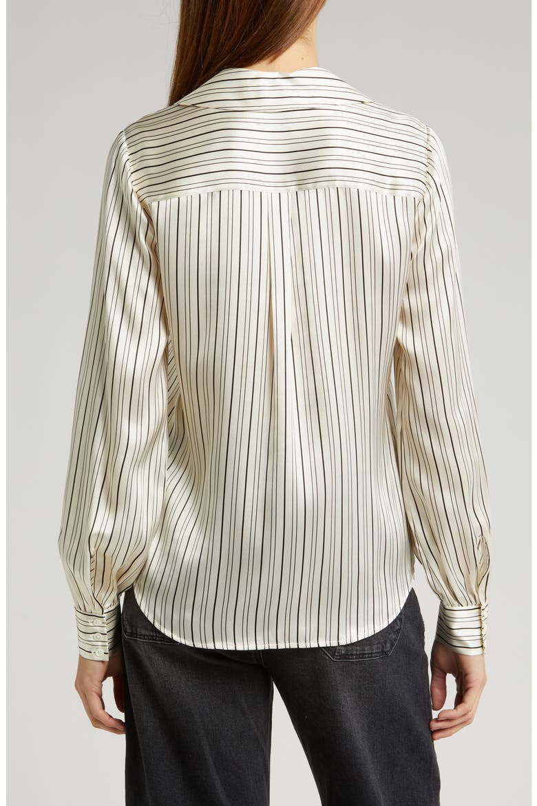 Capriana Stripe Satin Button-Up Shirt, Alternate, color, ANT WHT BK