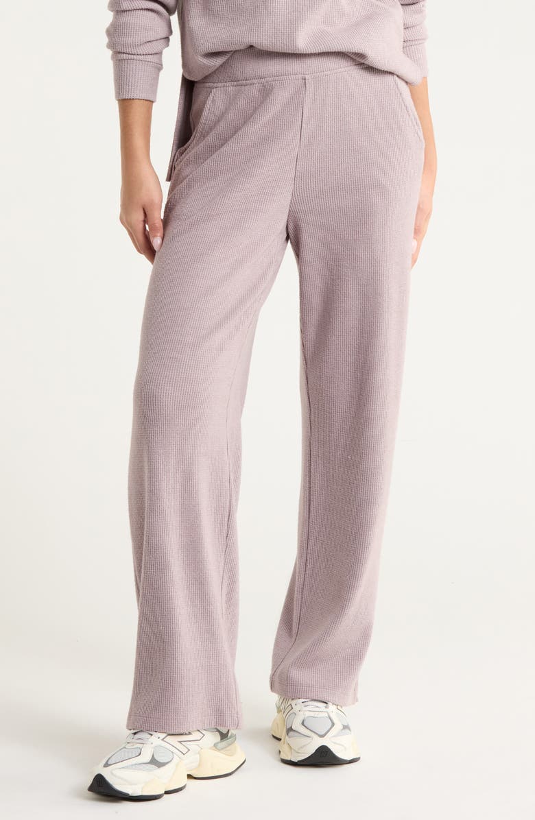 Zella Cozy Waffle Knit Pants, Main, color, Purple Dove