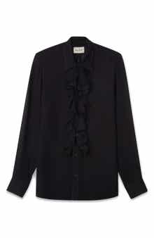 BLK DNM Ruffle Front Button-Up Shirt