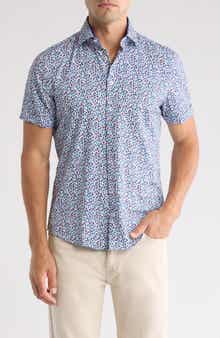 SOUL OF LONDON Short Sleeve Performance Stretch Button-Up Shirt