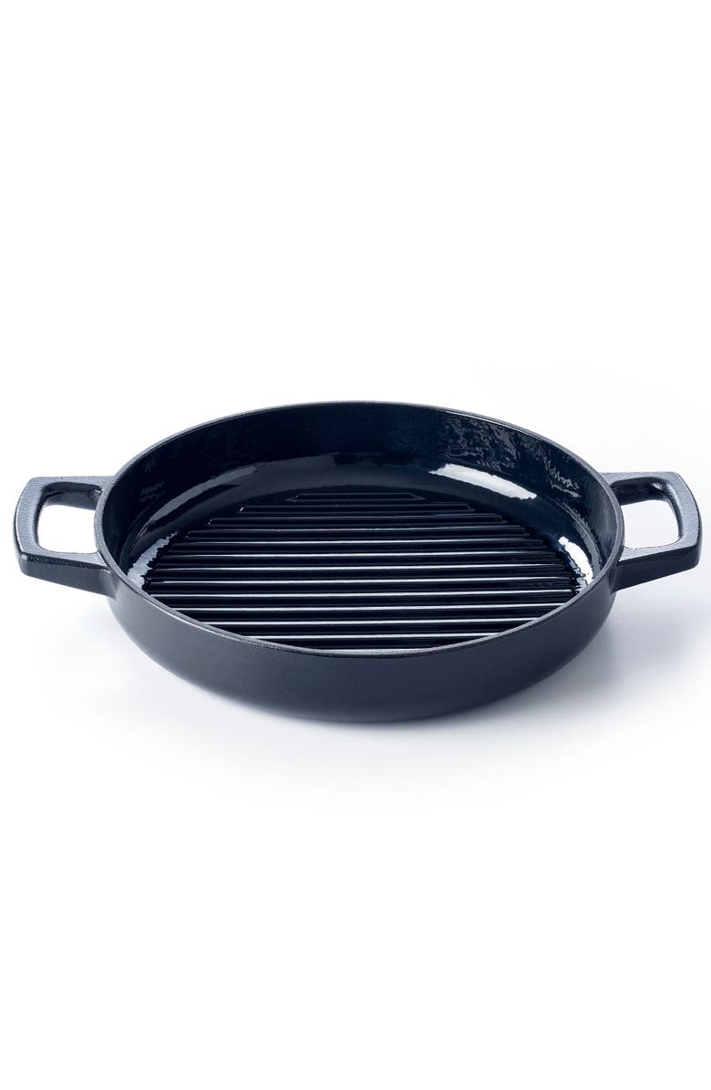 Alva Nori 11-inch Enameled Cast Iron Grill Pan, Main, color, Black