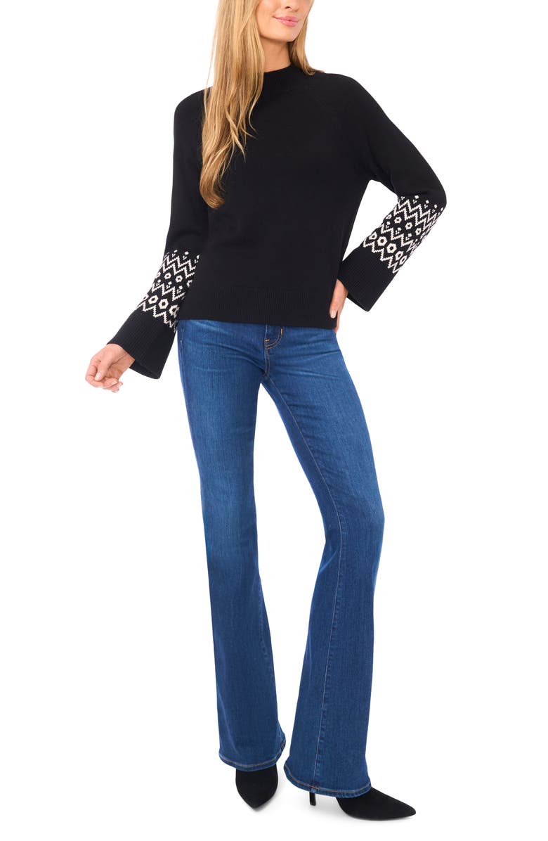 Halogen<sup>®</sup> Fair Isle Accent Mock Neck Sweater, Alternate, color, Rich Black