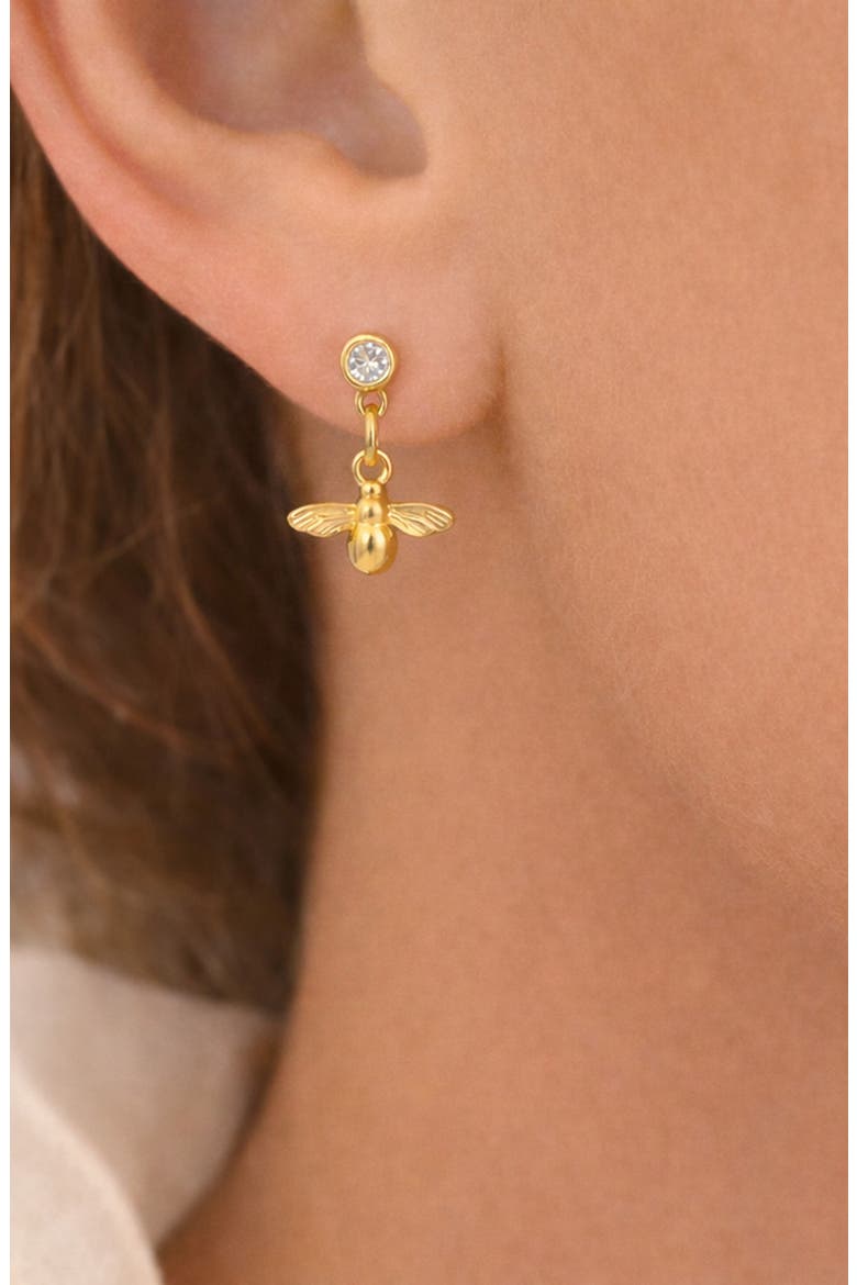 Bee Bloom Drop Earrings, Alternate, color, GOLD
