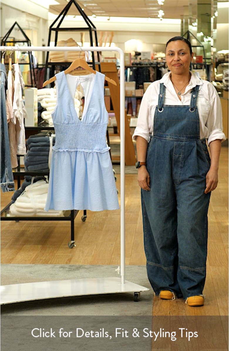 Marline Stripe Smocked Waist Plunge Neck Minidress, sales video thumbnail