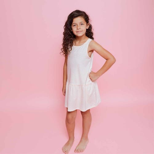 Norani Kids Organic Drop Waist Dress With Matching Biker Shorts In Pink Stripes