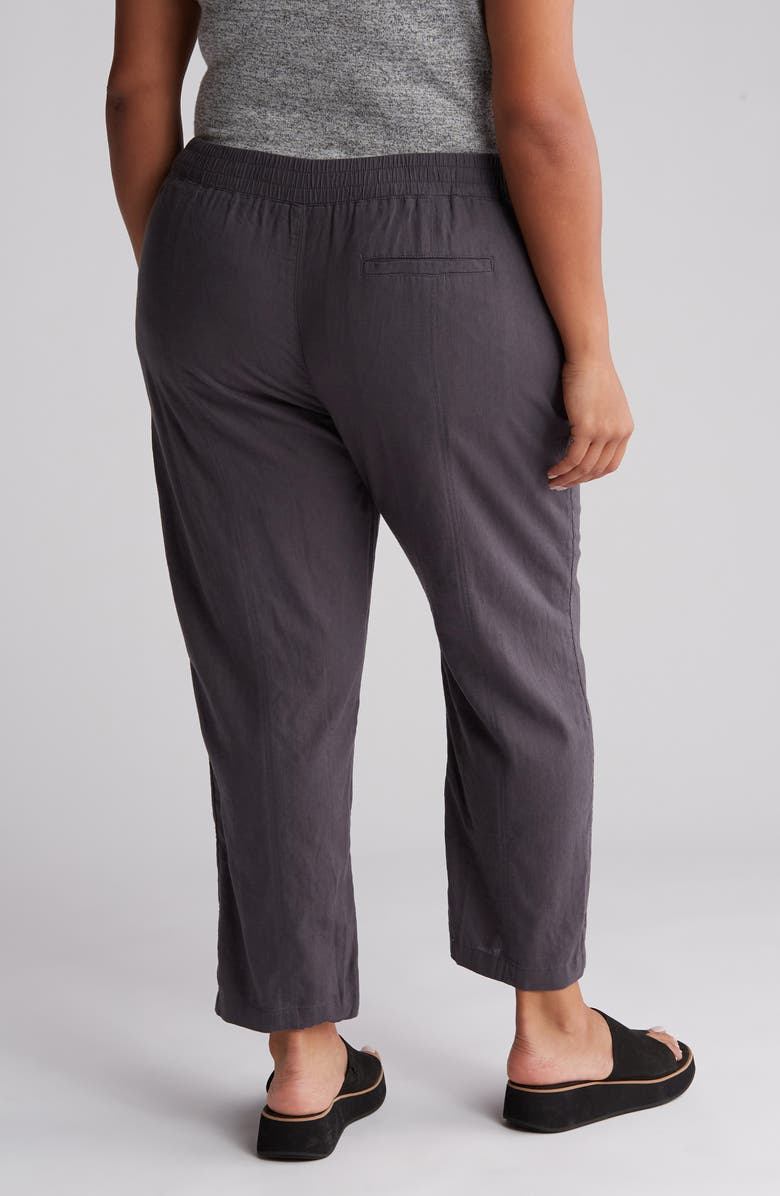 Caslon<sup>®</sup> Linen Blend Pull-On Crop Pants, Alternate, color, Grey Forged