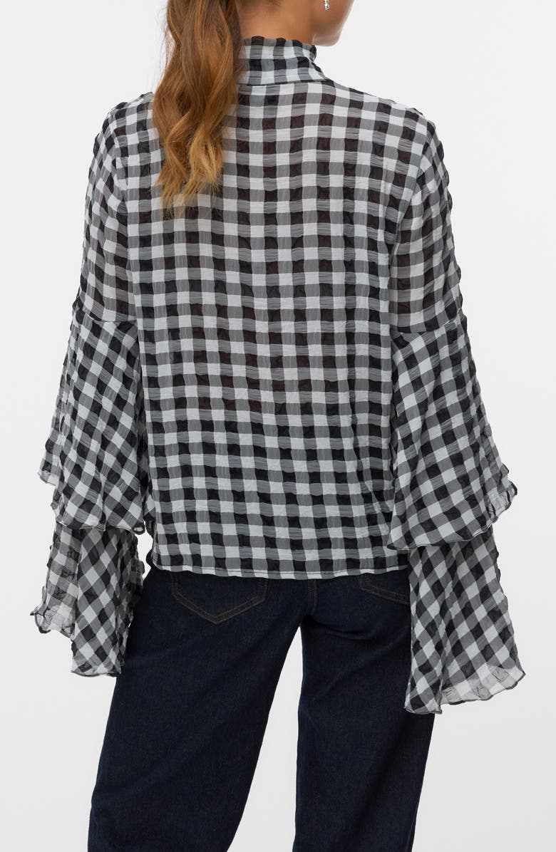 VERO MODA Sia Long Sleeve Flounce Top, Alternate, color, Black Checks Cloud D
