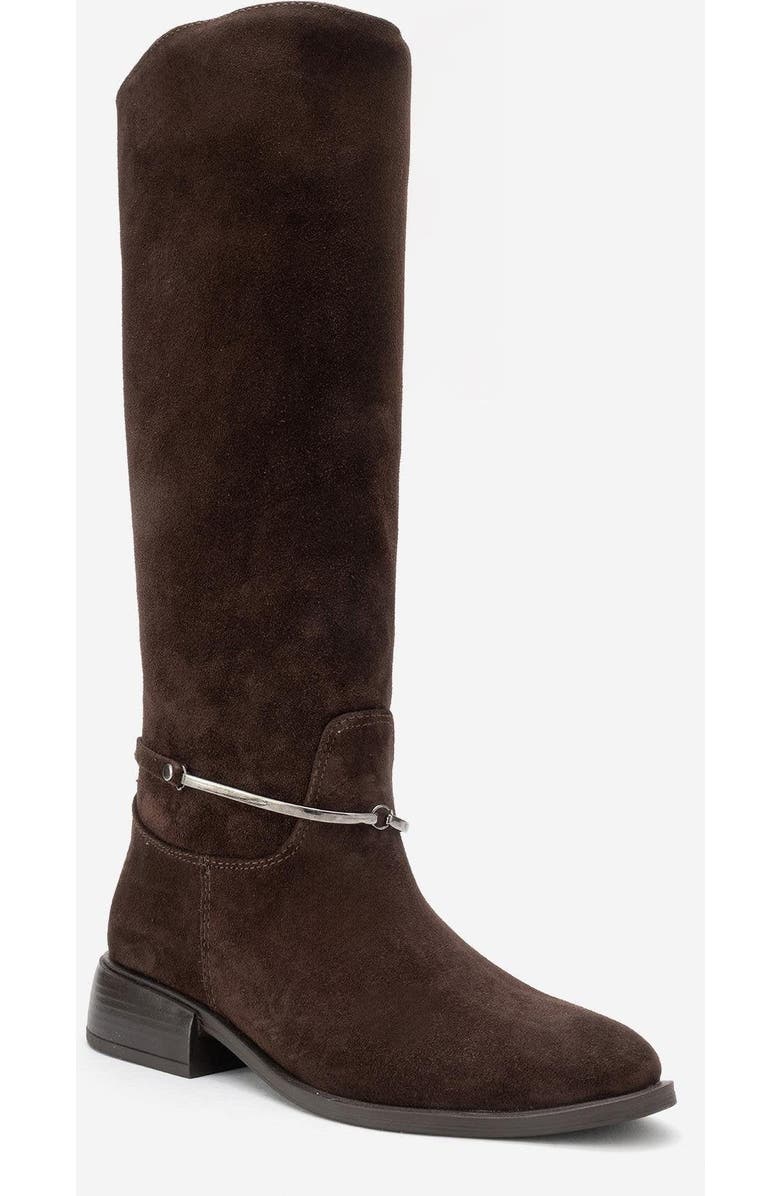 Forever & Always Shoes Ansel Leather Riding Boot, Main, color, Brown Suede