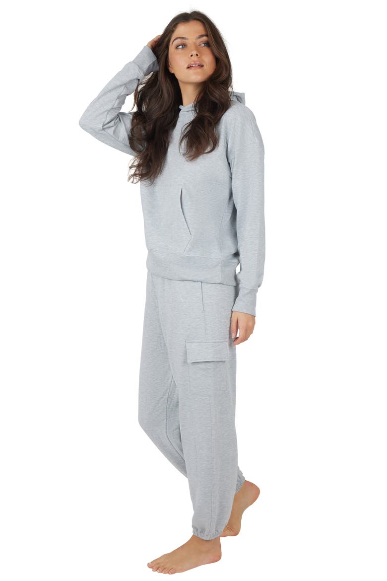Brushed Terry Time Off Perfect Hoodie, Alternate, color, HEATHER LIGHT GREY