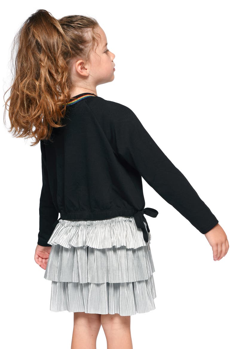 Kids' Mixed Media Rainbow Ruffle Dress, Alternate, color, BLACK MULTI
