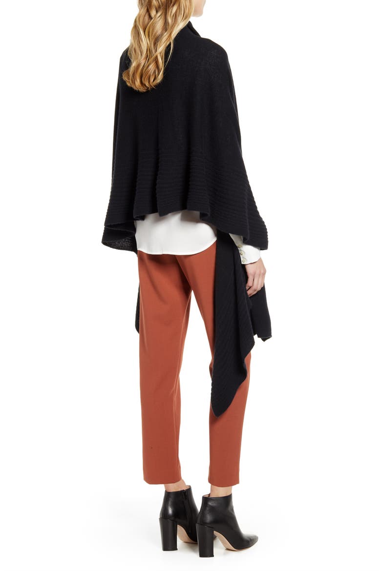 Rib Ruffle Cashmere Scarf, Alternate, color, BLACK