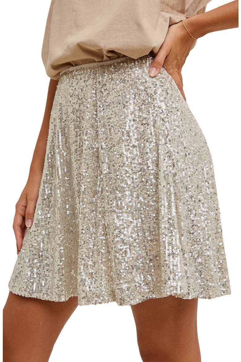 Sequin Miniskirt, Alternate, color, CHAMPAGNE