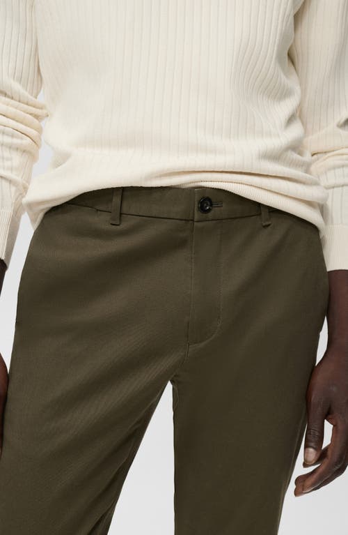 Mango Barna Slim Fit Stretch Twill Chino Pants In Green