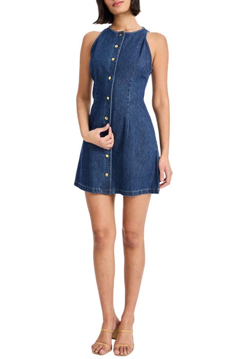 Sleeveless Button Front Denim Minidress