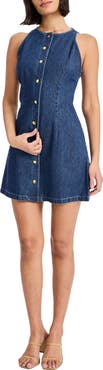 Donna Morgan Sleeveless Button Front Denim Minidress