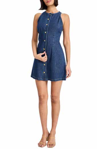 Donna Morgan Sleeveless Button Front Denim Minidress