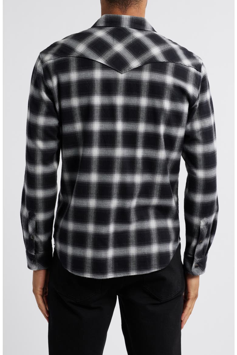 Roy Relaxed Fit Plaid Stretch Cotton Snap-Up Shirt, Alternate, color, MIRROR SMOKE