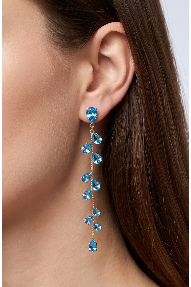 Crystal Waterfall Duster Earrings, Main, color, AQUA/ GOLD