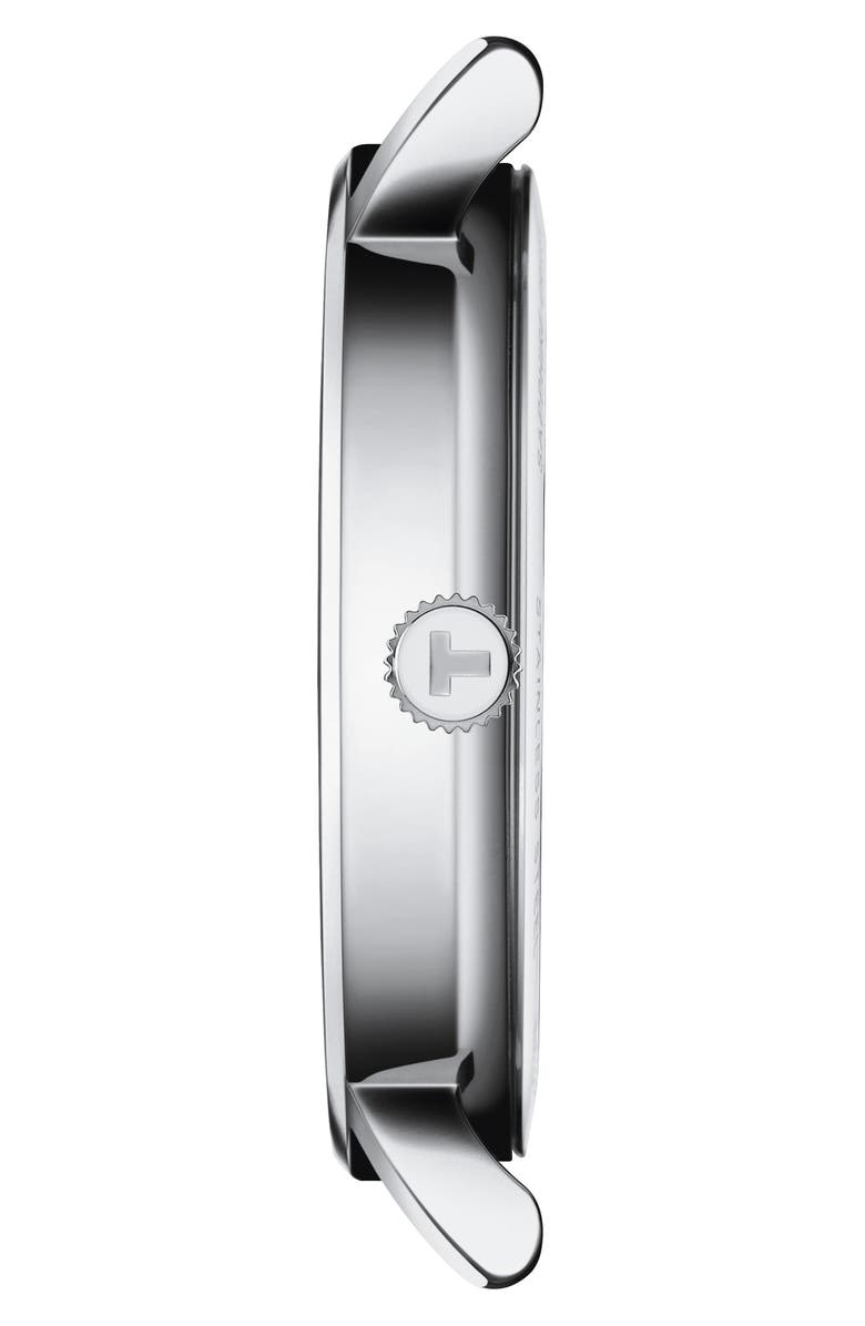 Tissot T-Classic Carson Diamond Bracelet Watch, 30mm, Alternate, color, Silver