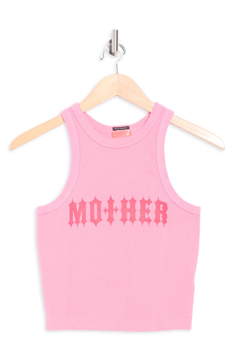 MOTHER The Chin Ups Chop Crop Graphic Tank, Alternate, color, Morning Glory Mother Gothic