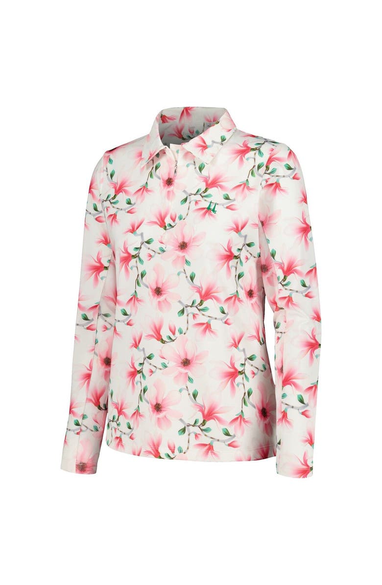 Full Turn Women's White Churchill Downs The Magnolia Quarter-Zip Sun Shirt, Alternate, color, White