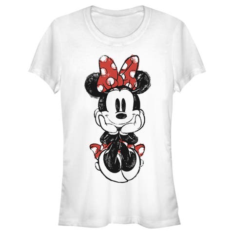 Junior's Mickey & Friends Sitting Minnie Sketch  Graphic T-Shirt