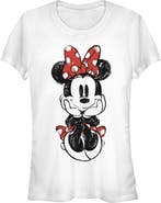 Mickey & Friends Junior's Mickey & Friends Sitting Minnie Sketch  Graphic T-Shirt