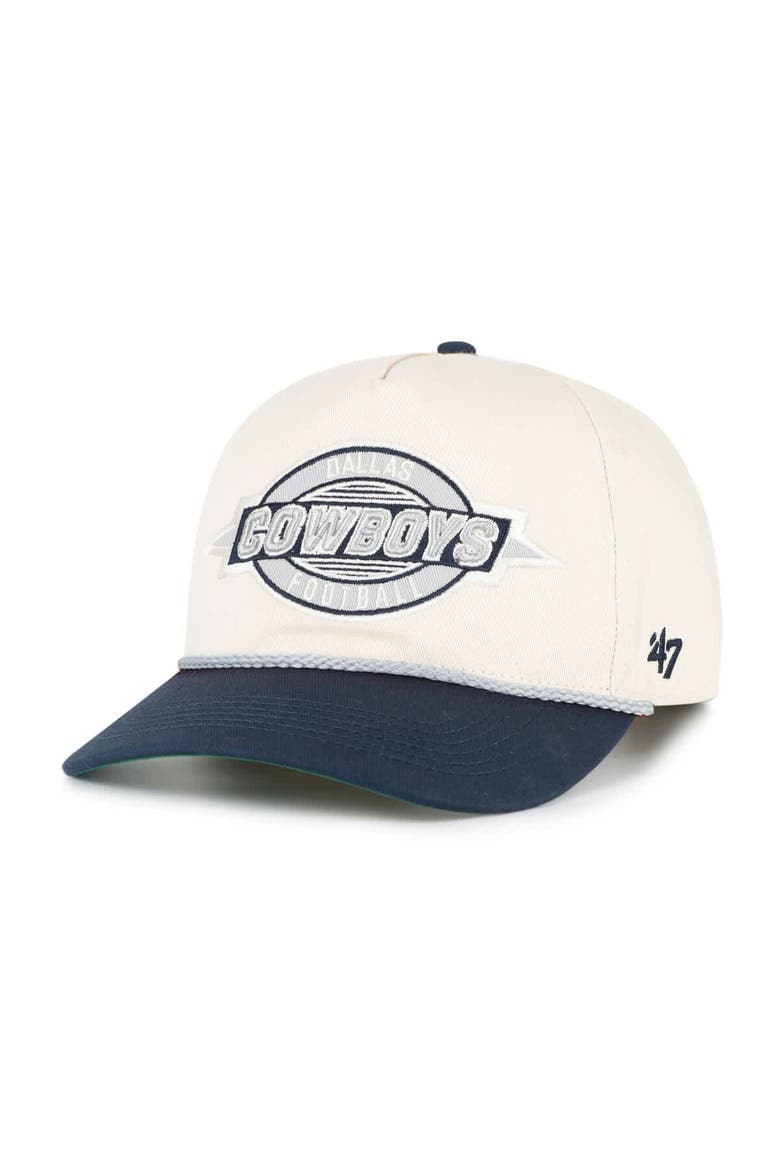 Men's '47  Natural/Navy Dallas Cowboys Frame Out Two-Tone Hitch Adjustable Hat, Alternate, color, Natural