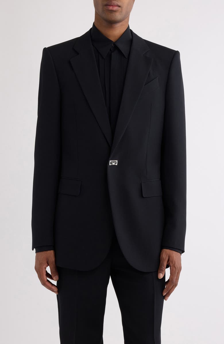 Givenchy New Metal Detail Wool Blazer, Main, color, 001-Black