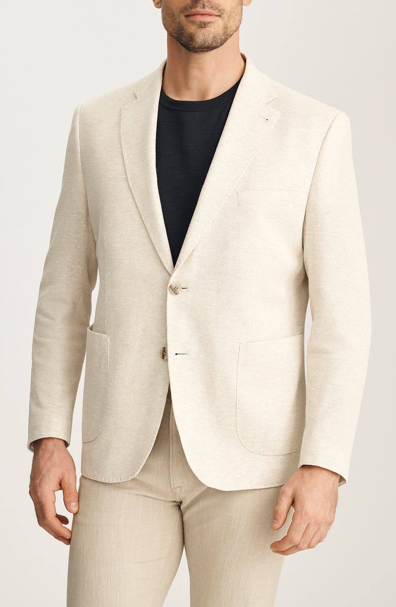 34 Heritage Matteo Slim Fit Beige Linen & Cotton Blend Piqué Sport Coat, Main, color, Beige