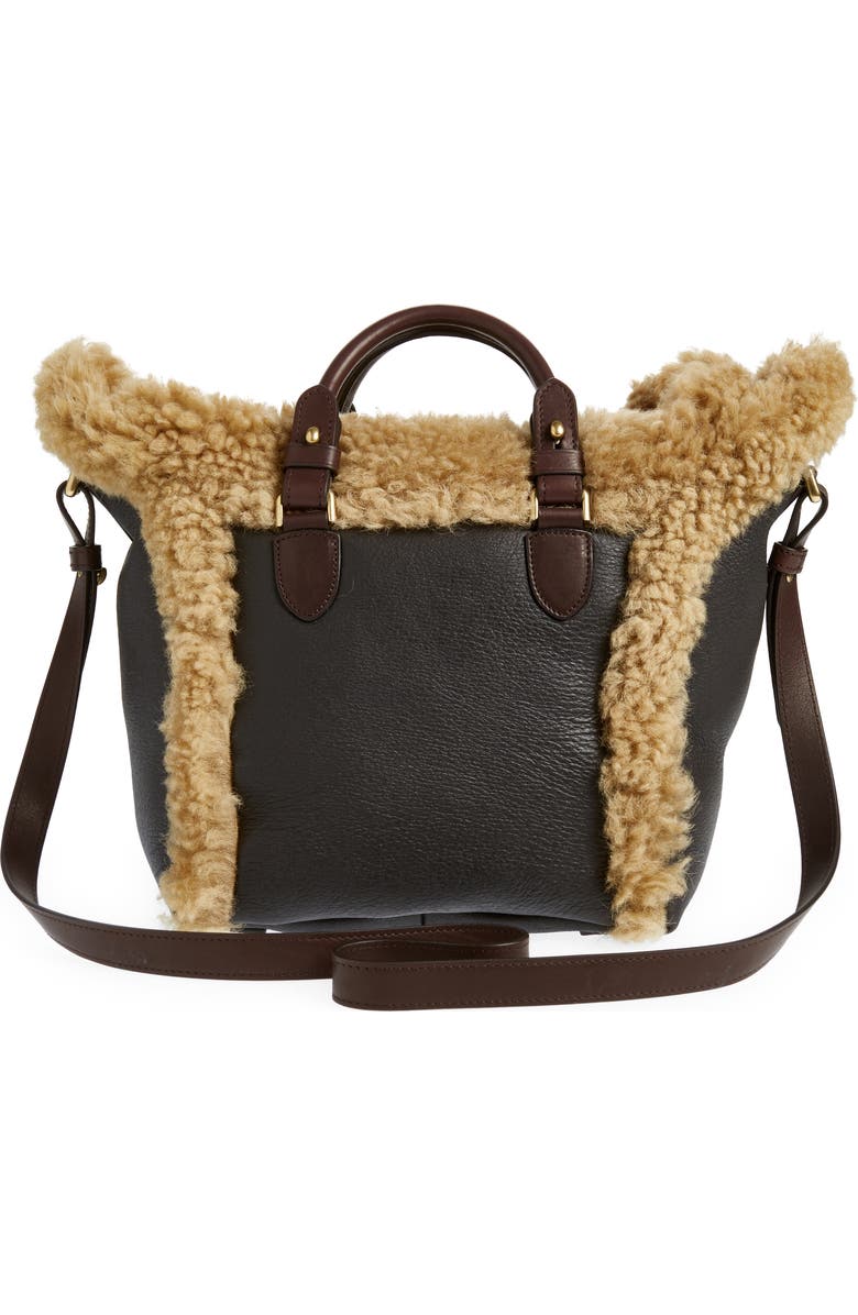 Burberry Small Shield Leather & Genuine Shearling Tote, Alternate, color,