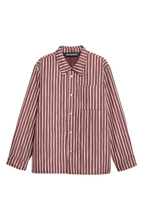 Marimekko Seura Piclo Kiski Striped Overshirt In Light Pink Brown