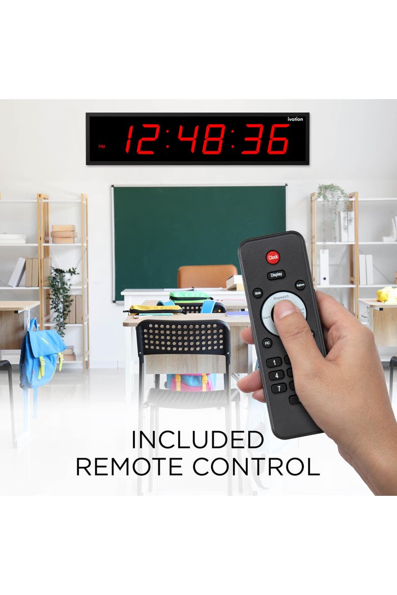 Large Digital Clock, 72 Led Wall Clock with Stopwatch, Alarms, Timer, Temp & Remote, Alternate, color, Red