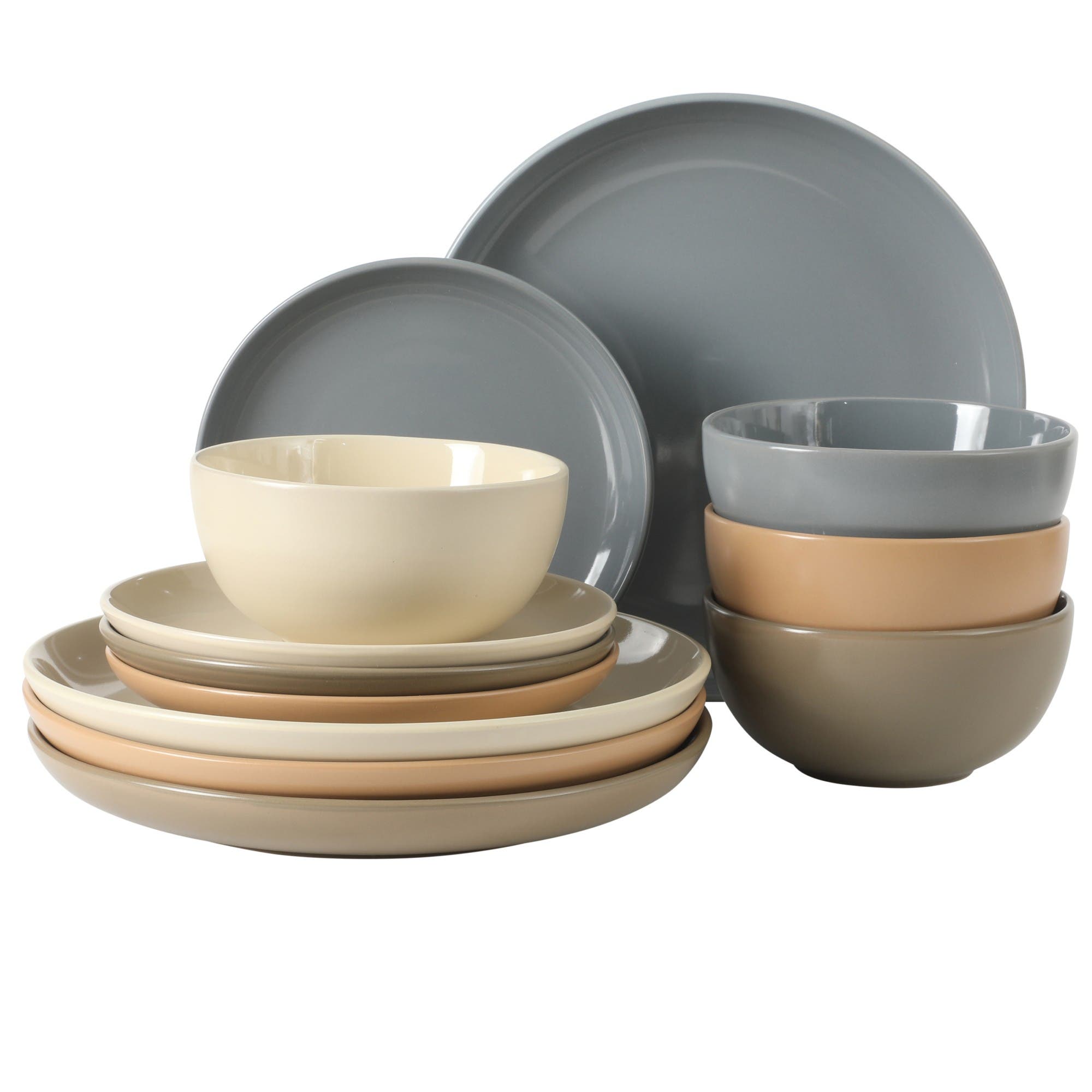 Gibson Home Rockaway 12 Piece Matte Two-tone Stoneware Dinnerware Set, Service For 4