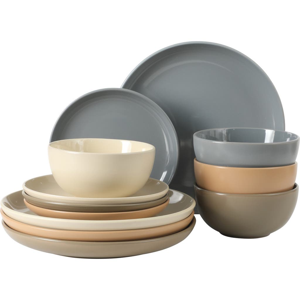 Gibson Home Rockaway 12 Piece Matte Two-tone Stoneware Dinnerware Set, Service For 4