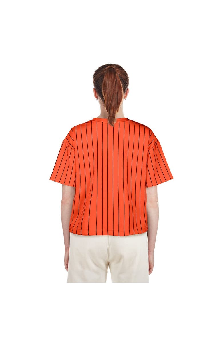 New Era Women's New Era Orange San Francisco Giants 2025 City Connect Boxy Pinstripe T-Shirt, Alternate, color, Orange